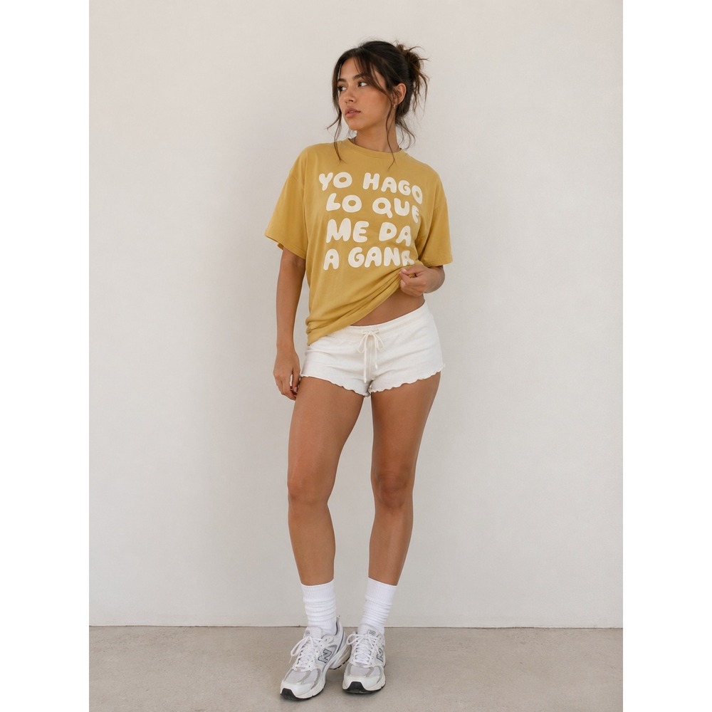 Hija De Tu Madre "Yo Hago Lo Que Me Da La Gana" Graphic Tee XXS Tan Cotton Blend